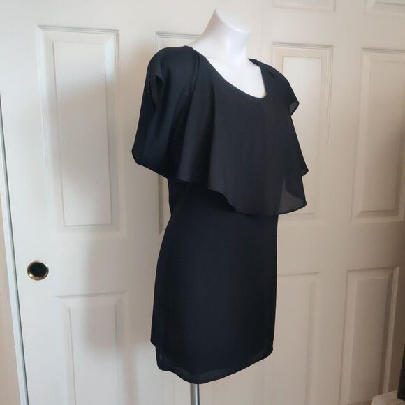 Forever 21 black chiffon overlay sheath dress sz M - Picture 4 of 10